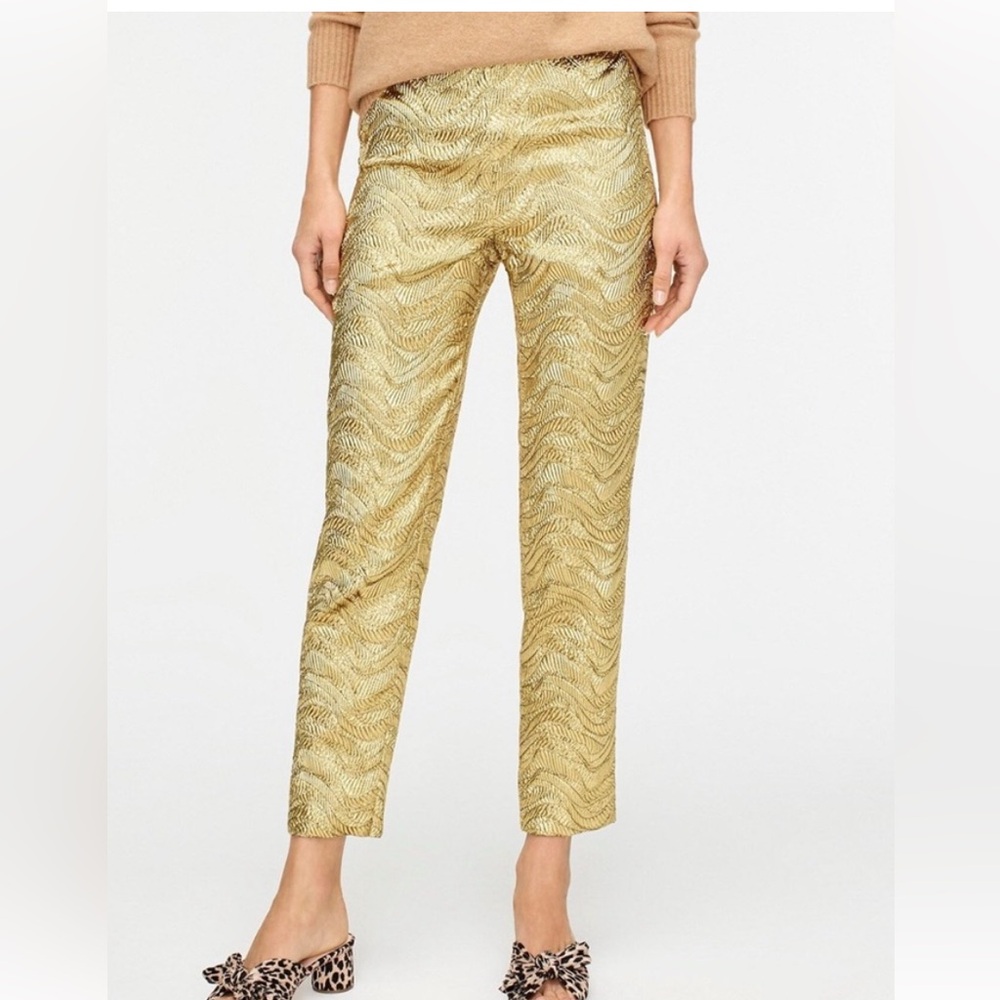 Collection by J. Crew Gold Foil High Waisted Pencil Leg Trouser